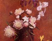 亨利方丹拉图尔 - Bouquet of Peonies and Iris